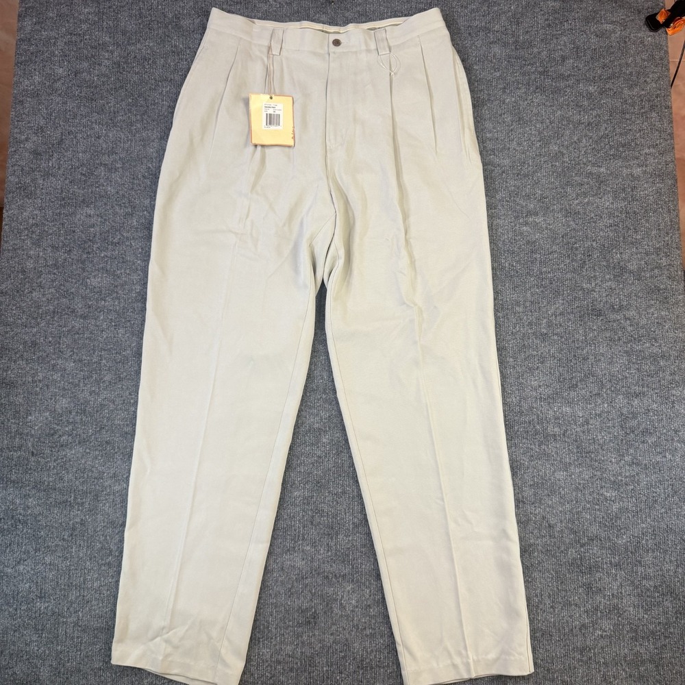 Tommy Bahama Havana Pants Mens 36 Khaki Sands Silk Blend Pleated 36x34 NWT